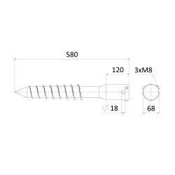 Zemný vrut, ø 68 mm, žiarový pozink Zemný vrut, ø 68 mm, žiarový pozink
